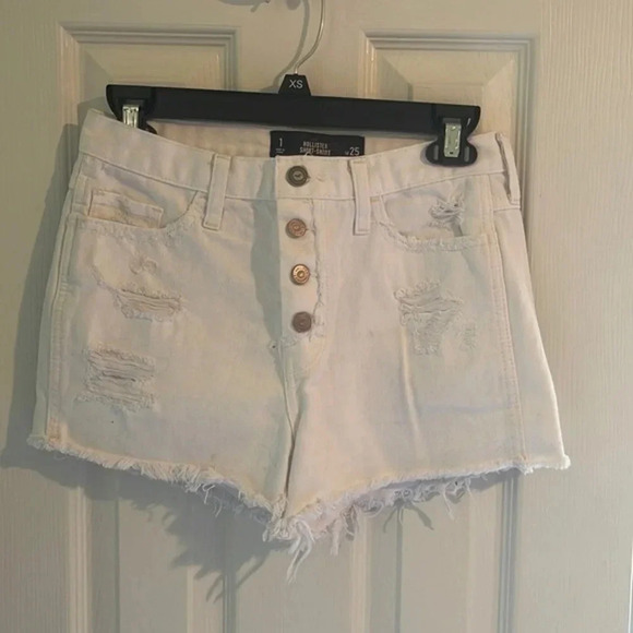 WHITE Distresses Hollister Shorts - Picture 1 of 8